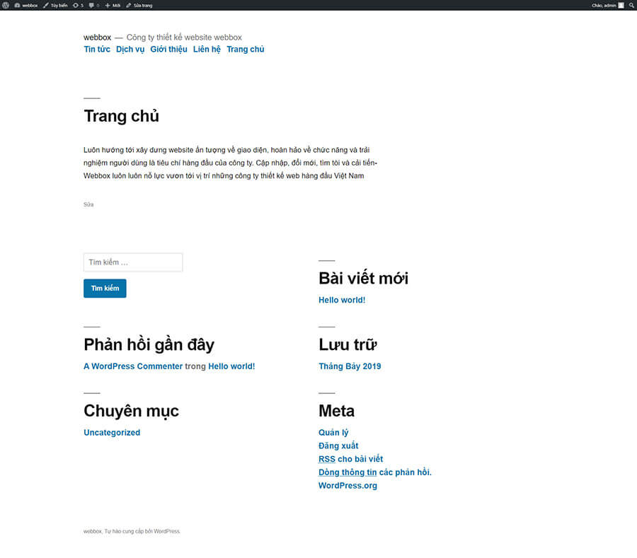 trang chủ wordpress