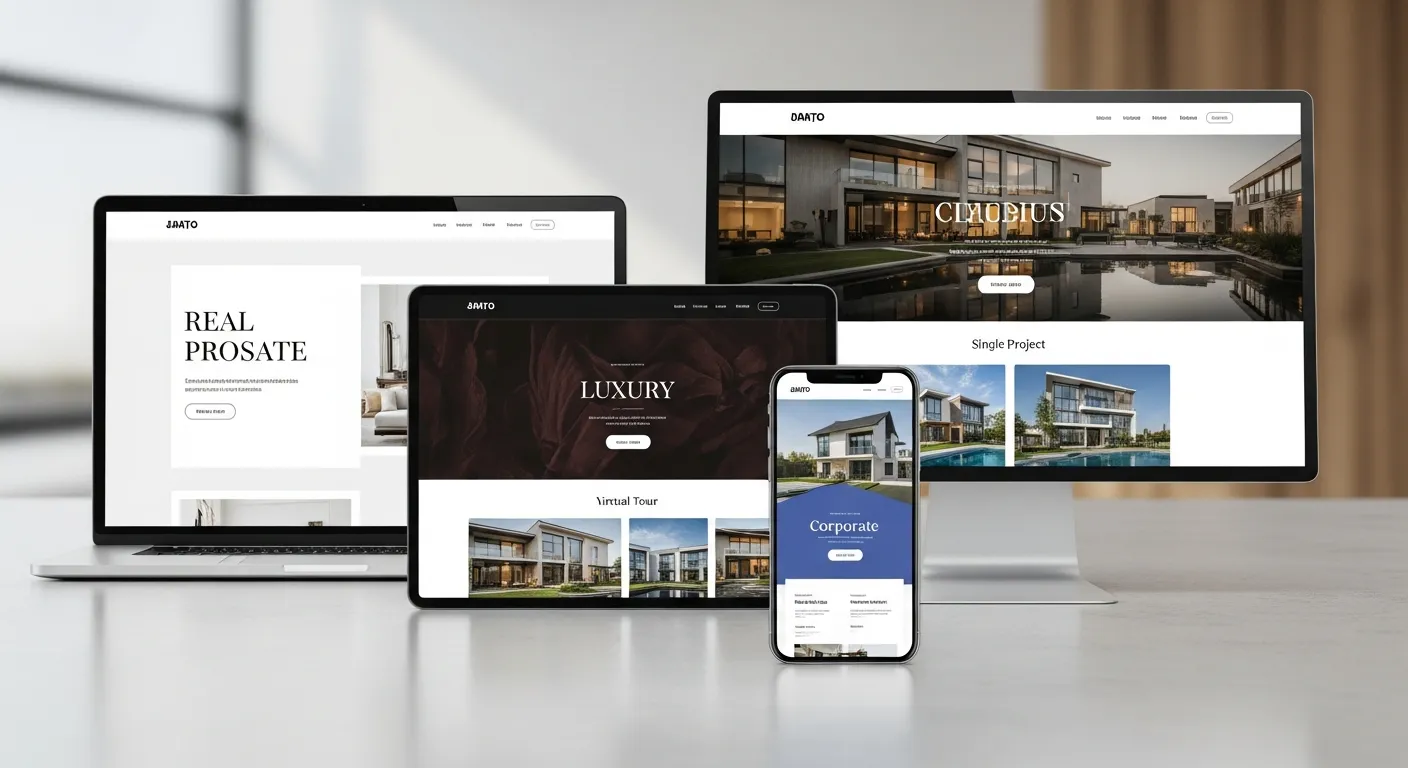 Các mẫu website bất động sản đẹp và ấn tượng nhất năm 2026 hiển thị trên nhiều thiết bị