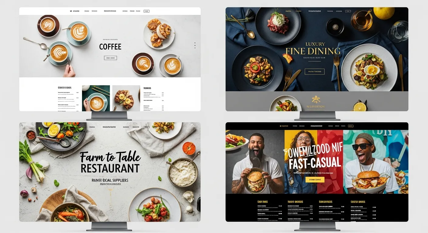 so sánh các phong cách mẫu website nhà hàng đẹp gồm tối giản, sang trọng, mộc mạc và hiện đại