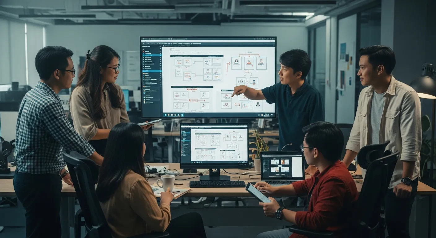 Đội ngũ công ty thiết kế website nhà hàng đang họp bàn về dự án
