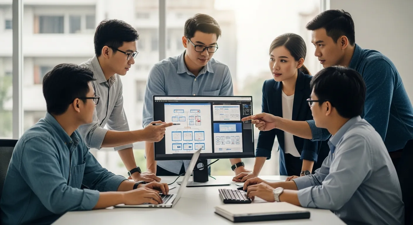 đội ngũ chuyên gia đang thảo luận về dự án thiết kế website bán hàng chuyên nghiệp