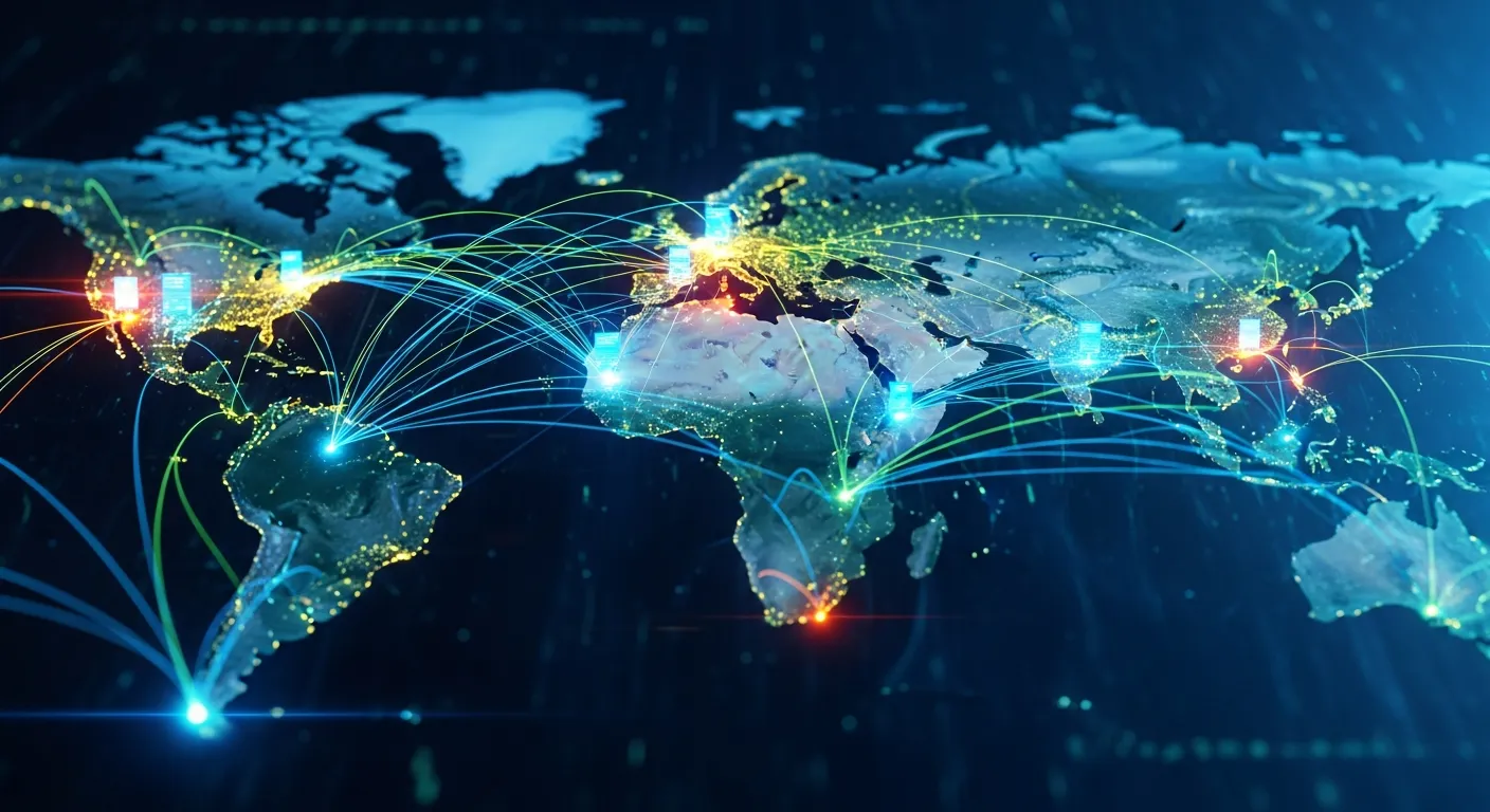 Hình ảnh mô tả mạng lưới CDN toàn cầu giúp cải thiện tốc độ website bằng cách phân phối nội dung từ máy chủ gần nhất.