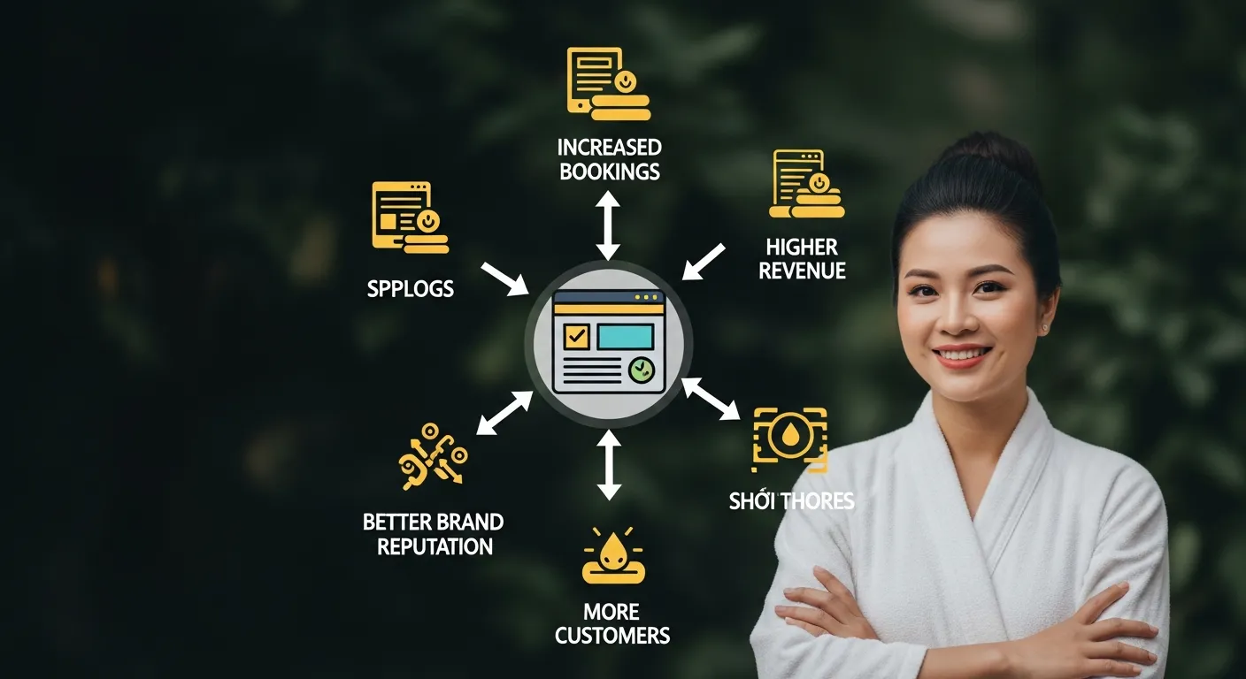 Sơ đồ phân tích lợi tức đầu tư (ROI) khi xây dựng một website spa chuyên nghiệp và hiệu quả