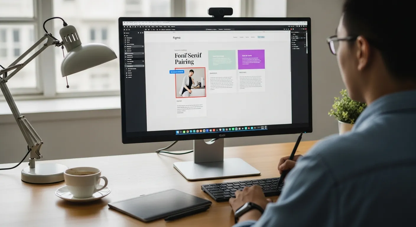 Chuyên gia thiết kế web đang thực hiện cách chọn font chữ cho website bằng việc phối hợp font serif và sans-serif