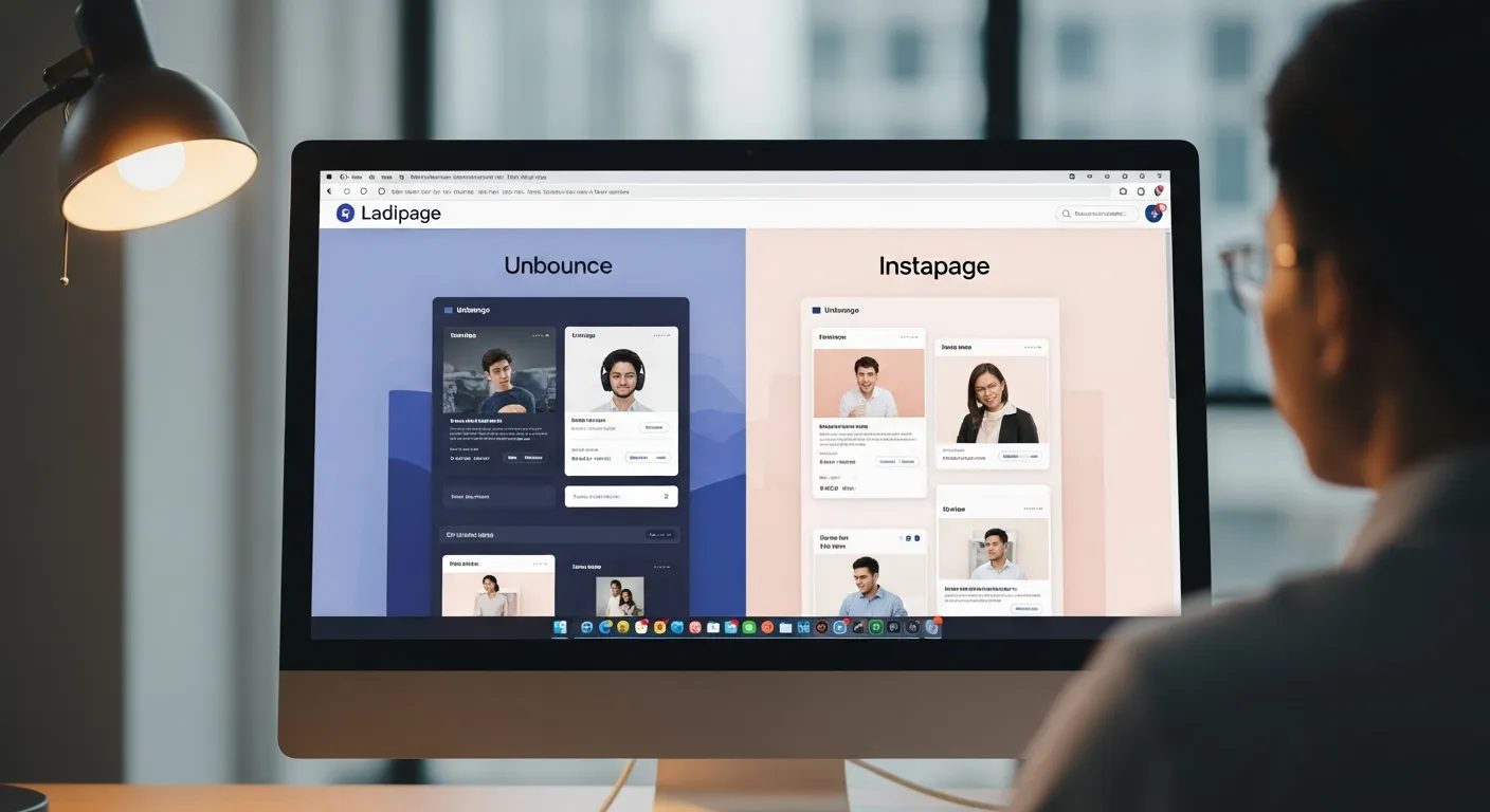 Giao diện của các công cụ tạo landing page bán hàng như Ladipage, Unbounce trên màn hình máy tính