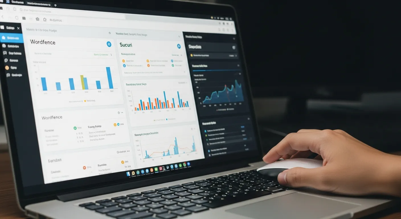 Giao diện quản trị của các plugin bảo mật WordPress hàng đầu như Wordfence, iThemes Security và Sucuri
