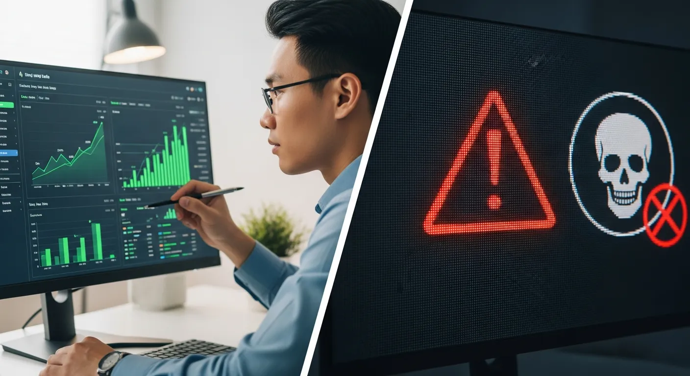 Chuyên gia phân tích dữ liệu traffic thật trên dashboard so với cảnh báo nguy hiểm từ phần mềm tăng traffic ảo