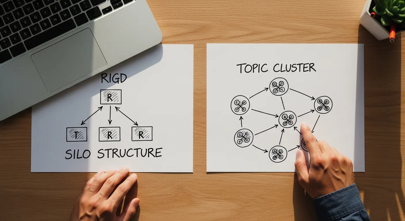 Chuyên gia SEO so sánh hai mô hình internal link là Silo và Topic Cluster