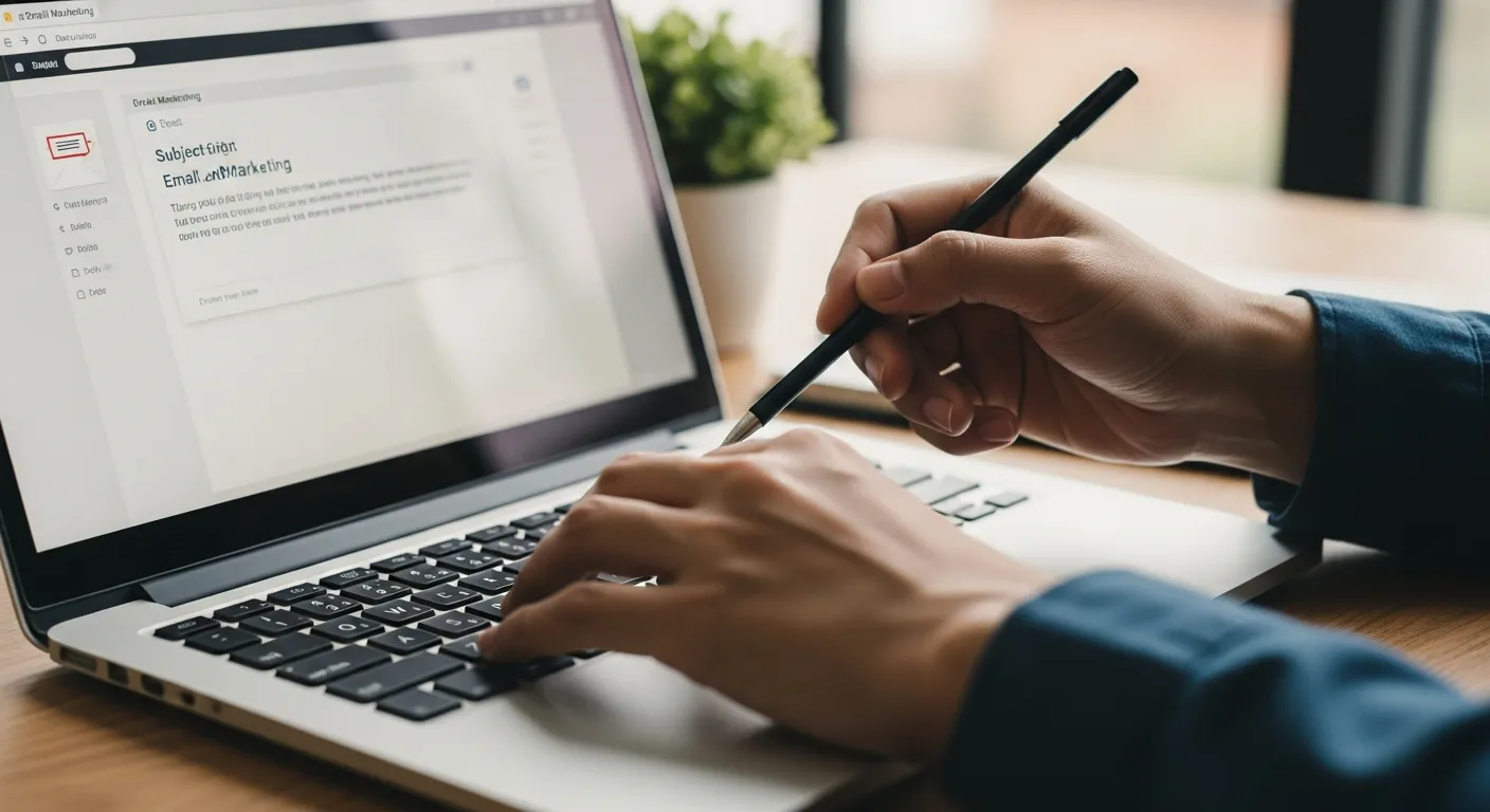 Người dùng đang soạn thảo tiêu đề và nội dung email marketing trên giao diện phần mềm chuyên nghiệp