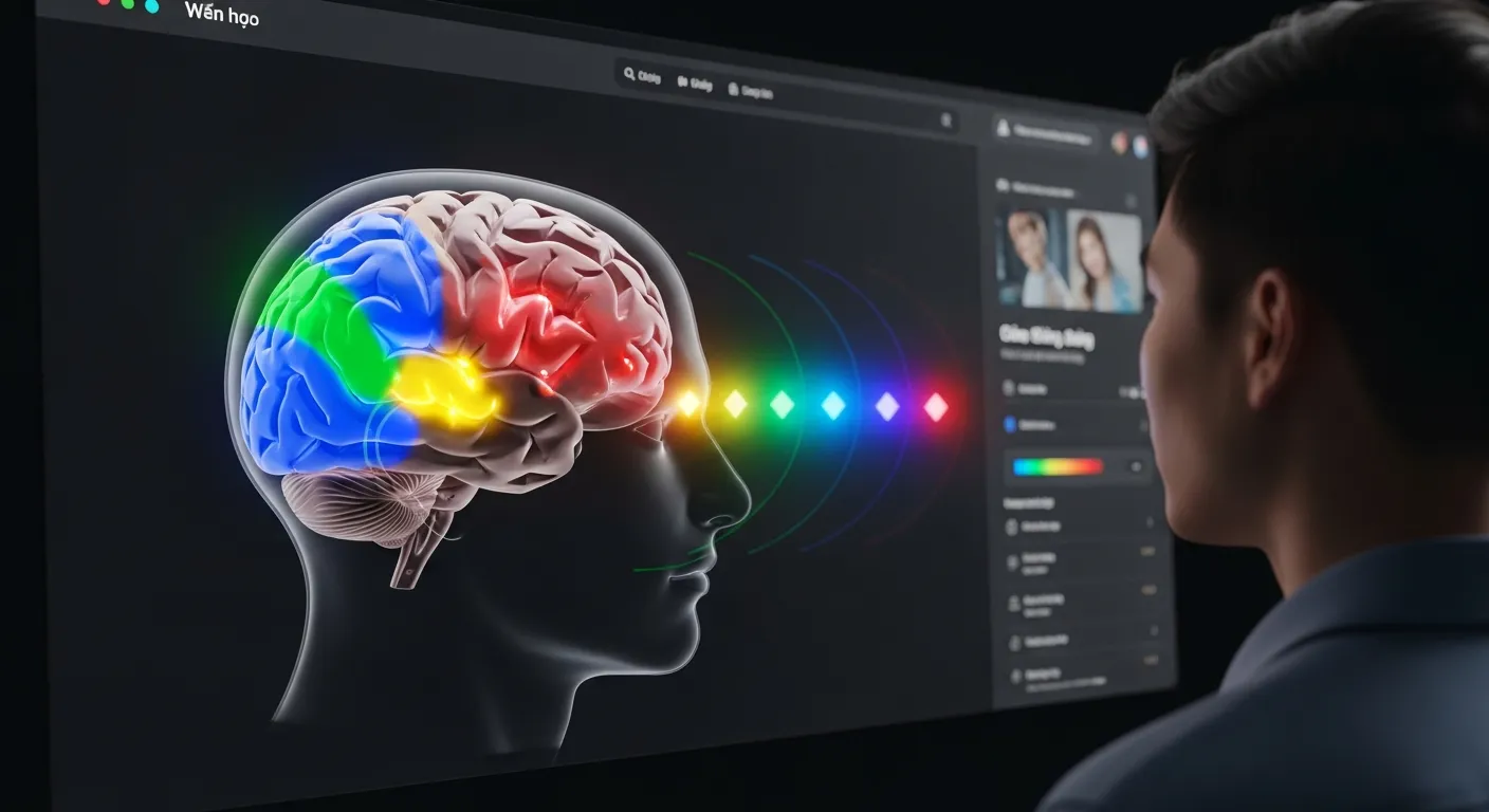 sơ đồ não bộ người dùng phản ứng với ý nghĩa màu sắc trong thiết kế web hiện đại