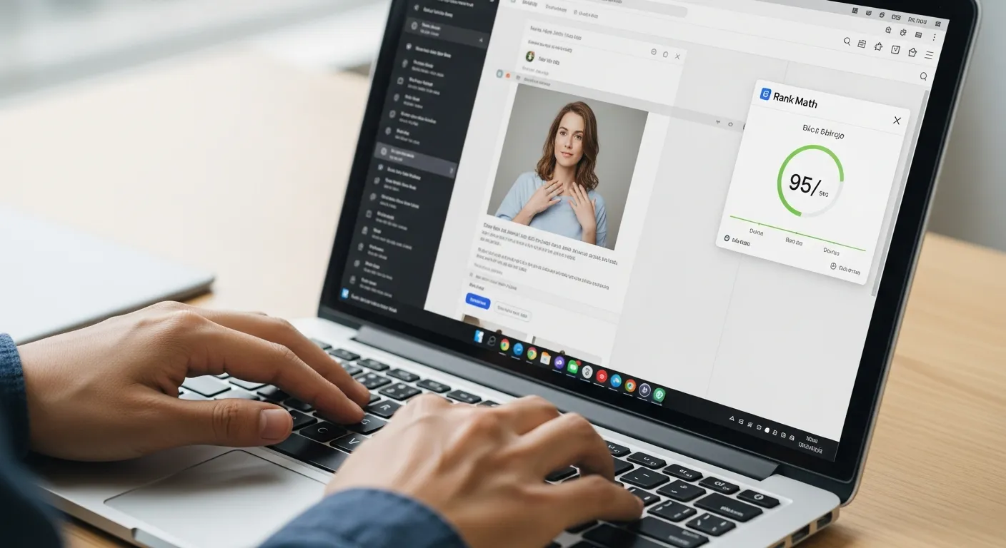 Giao diện plugin Rank Math SEO hiển thị điểm số tối ưu cao khi áp dụng cách đăng bài viết chuẩn SEO trên wordpress